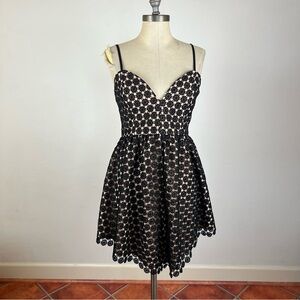 NBD Black Lace Mini Dress with Nude Lining